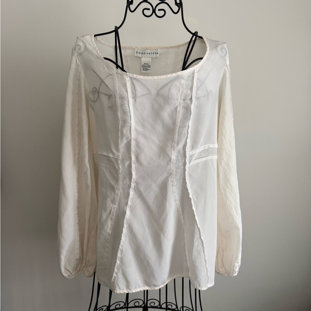 Doncaster 100% silk Ivory Long Sleeve Blouse